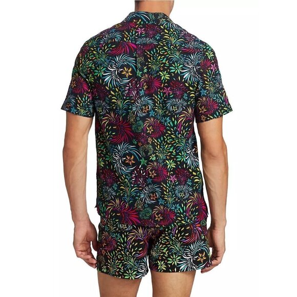 Vilebrequin Moorise Evening Birds Print linen Shirt - Picture 2 of 9